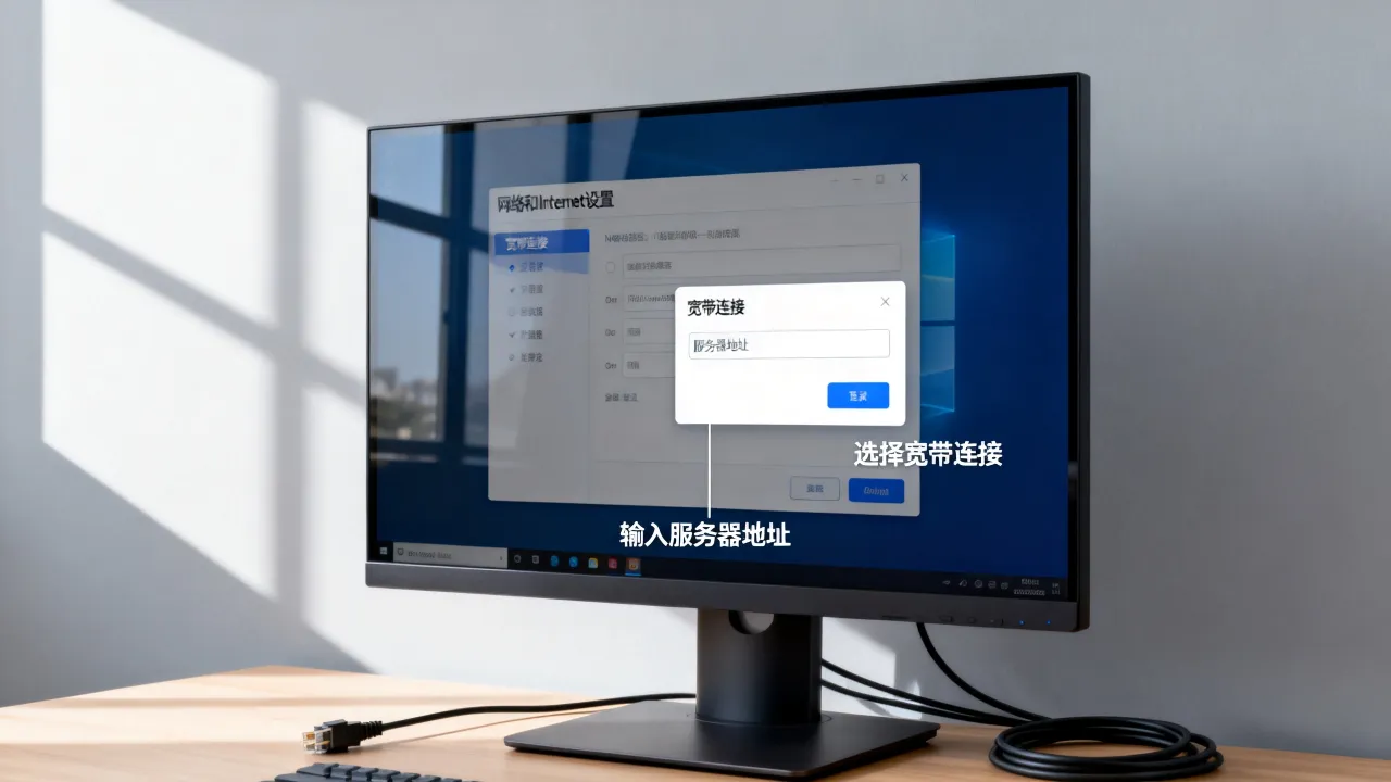 Win10中如何连接宽带连接服务器地址，宽带连接服务器地址填什么？