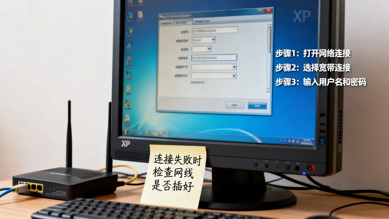 如何建立xp系统宽带连接服务器吗，连接服务器失败怎么办？