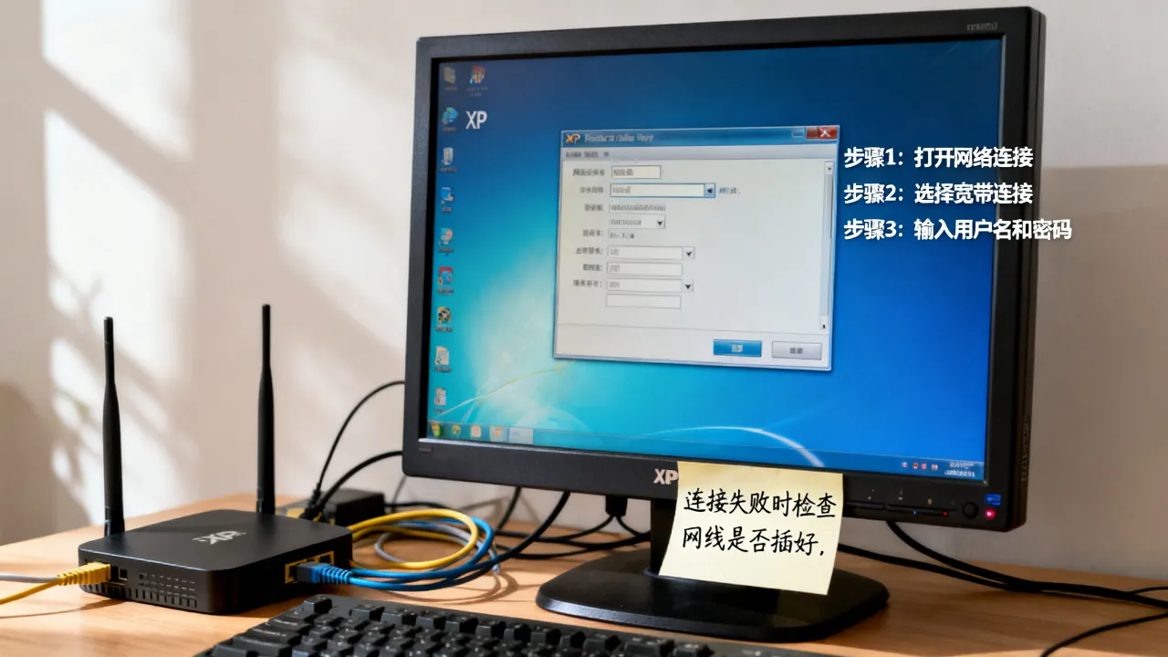 如何建立xp系统宽带连接服务器吗，连接服务器失败怎么办？