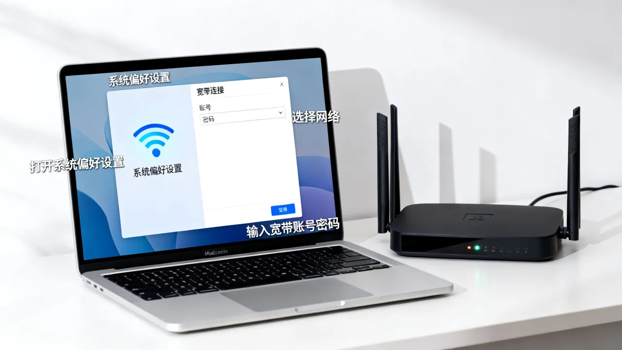 MacBook如何登录宽带连接服务器，苹果笔记本怎么连接宽带