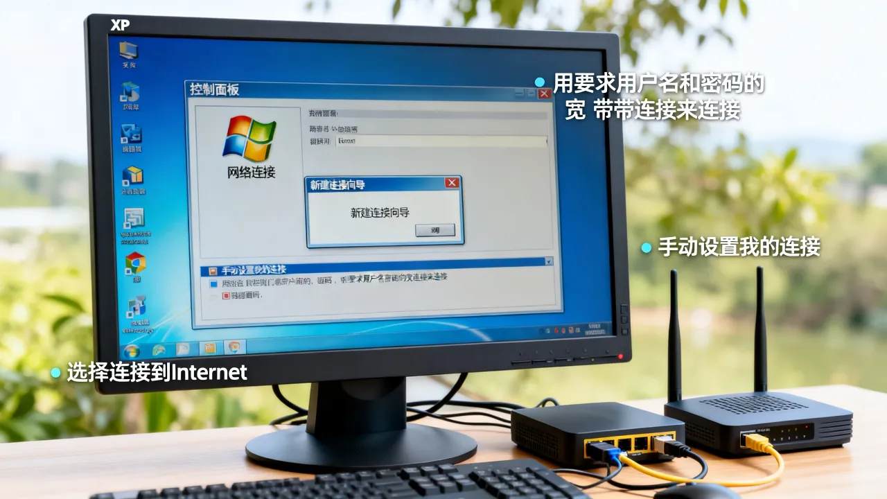 XP系统如何建立宽带连接服务器？XP宽带连接服务器怎么设置