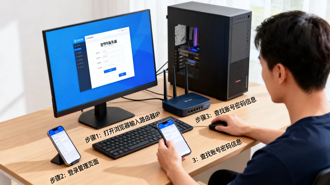 如何查看宽带服务器，怎么查宽带账号和密码？