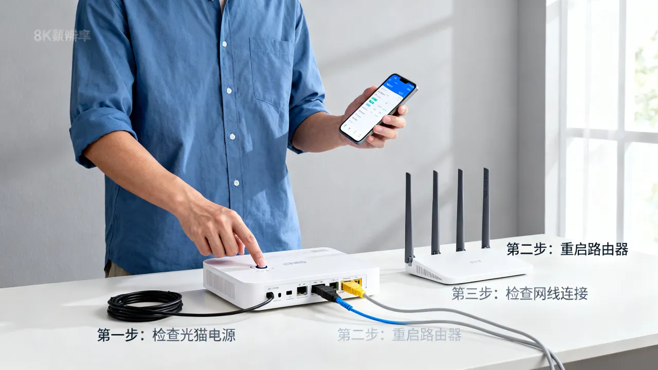 如何重启宽带服务器，宽带重启后连不上网怎么办