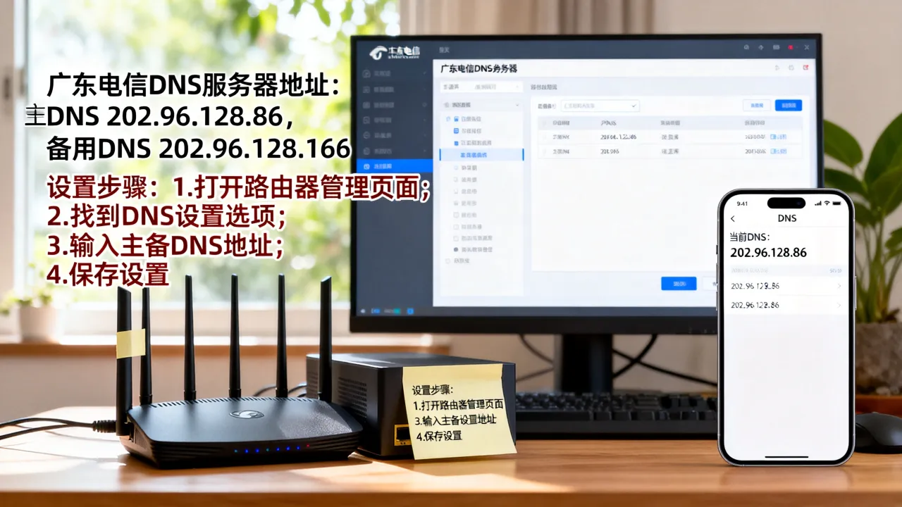 广东电信宽带dns的服务器地址是多少，怎么设置