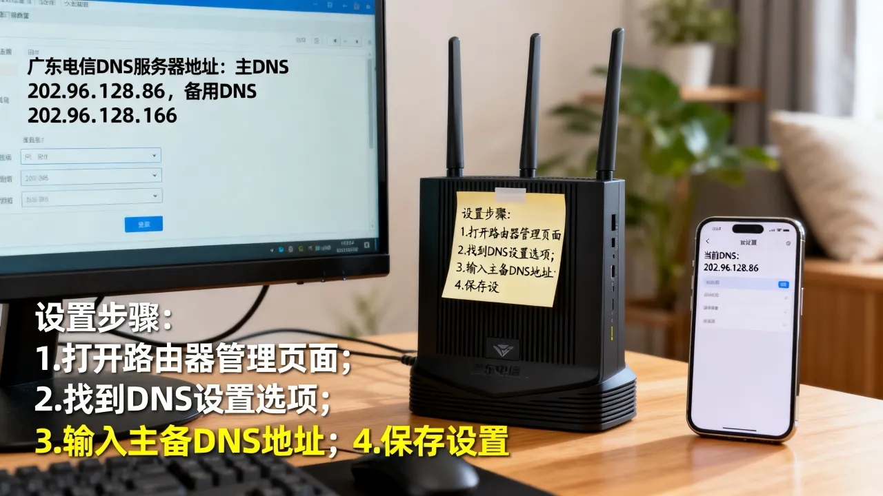 广东电信宽带dns的服务器地址是多少，怎么设置