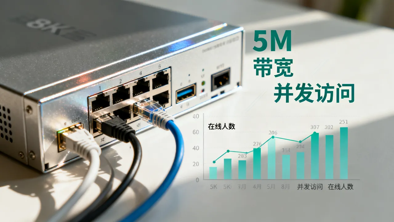 服务器5M宽带可以多少人在线，5M带宽能支撑多少并发访问？