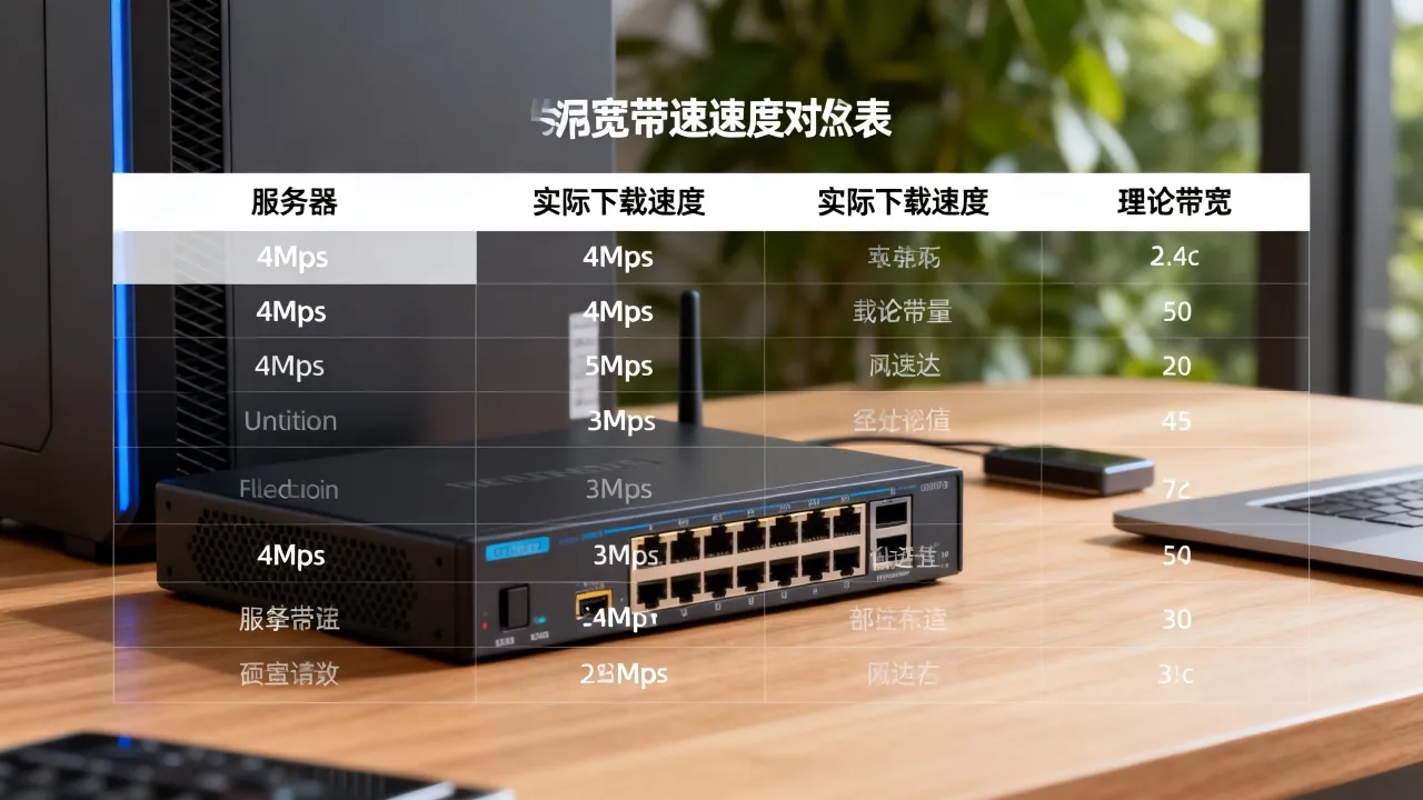 服务器四兆宽带实际下载速度是多少兆？服务器带宽速度对照表