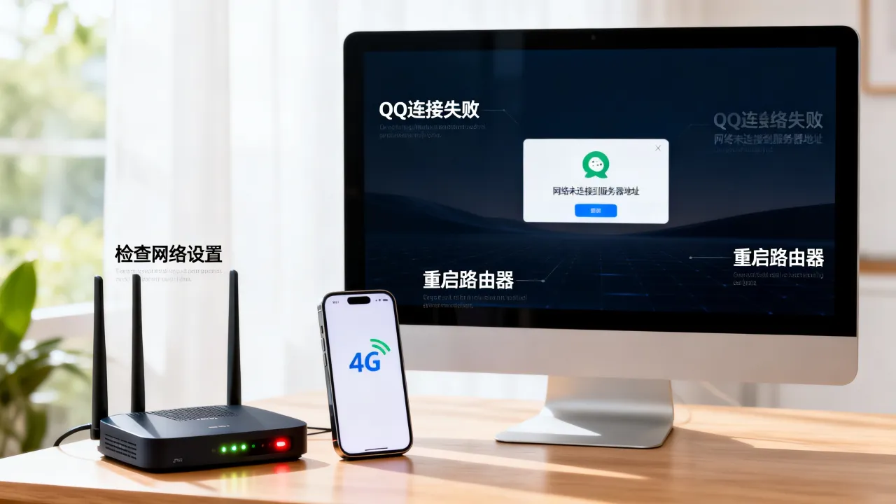为什么qq没有显示网络连接到服务器地址，QQ连接失败怎么办