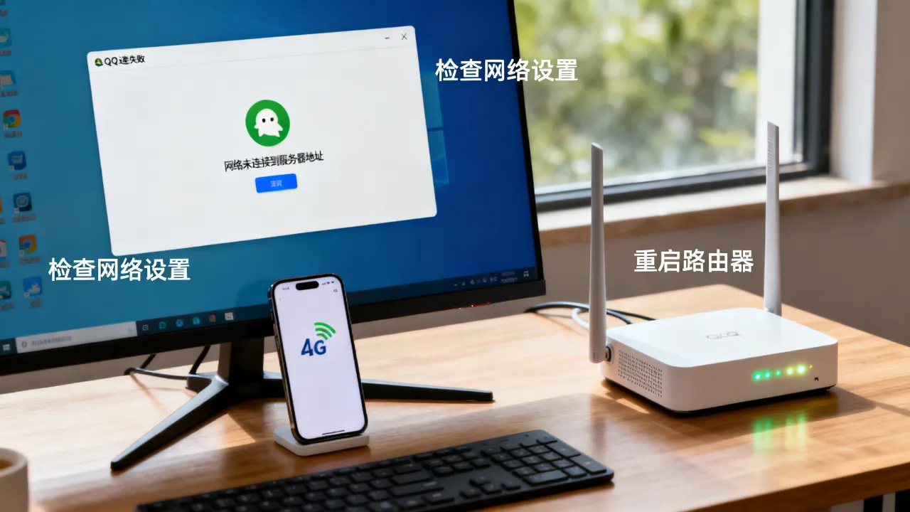为什么qq没有显示网络连接到服务器地址，QQ连接失败怎么办