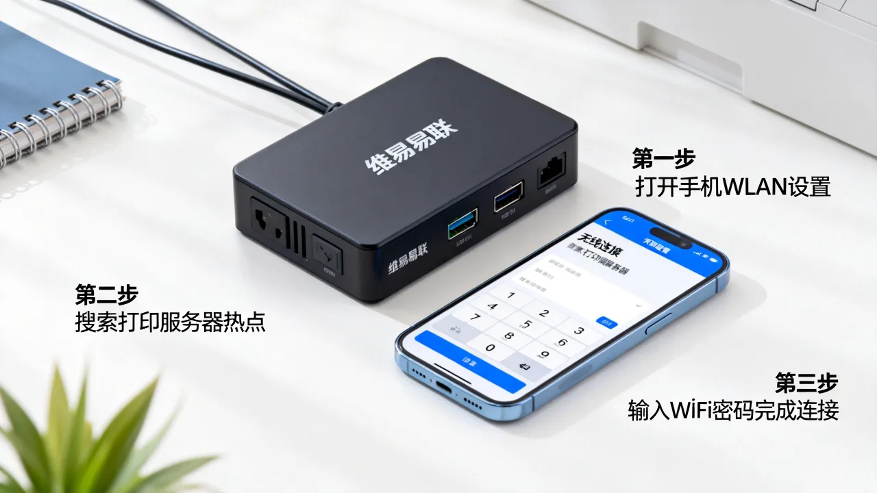 维易易联打印服务器怎么连接手机打印？打印服务器无线设置教程