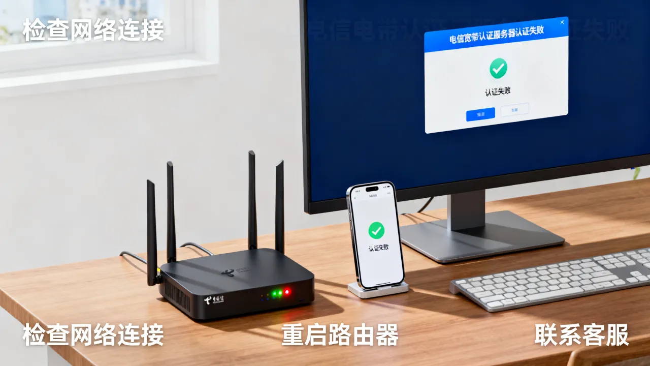 电信宽带认证服务器认证失败怎么回事，怎么解决