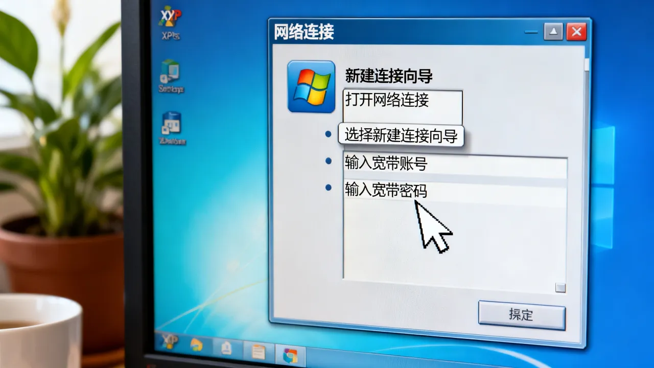 XP系统怎样创建新的宽带连接服务器?XP宽带连接设置步骤