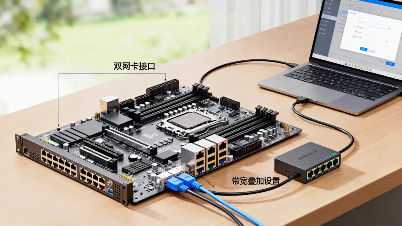 服务器主板网速叠加怎么实现,双网卡带宽叠加怎么设置?