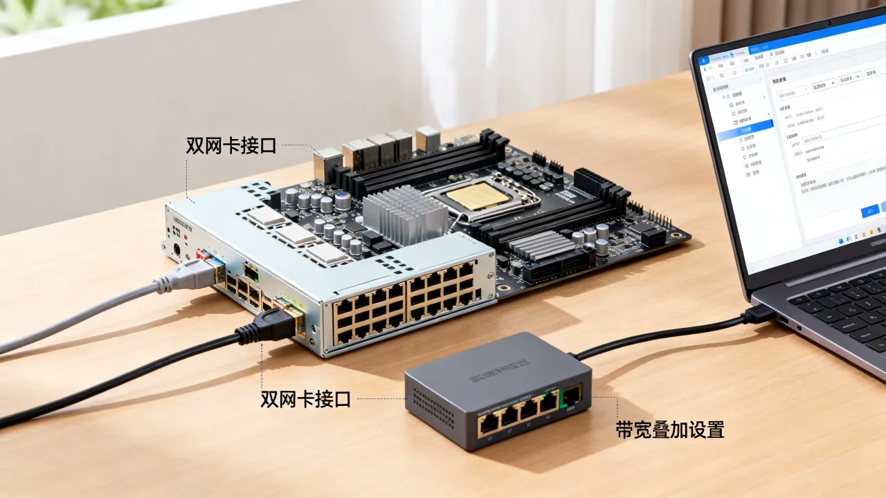 服务器主板网速叠加怎么实现，双网卡带宽叠加怎么设置？