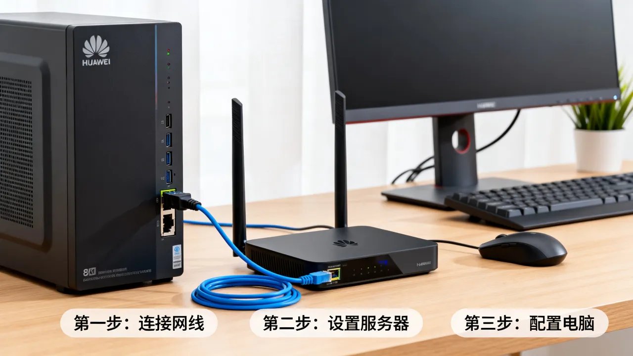 华为宽带服务器怎么连接电脑，宽带连接设置方法