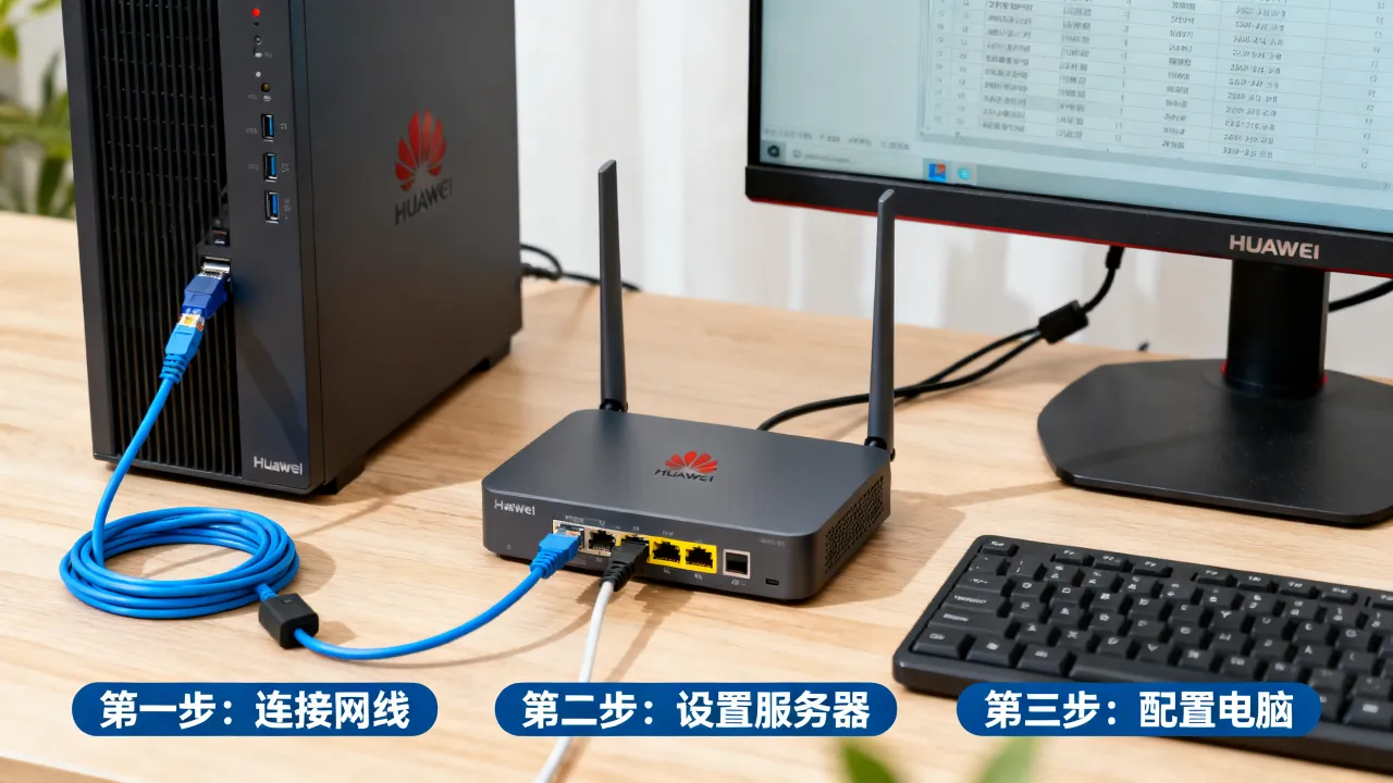 华为宽带服务器怎么连接电脑，宽带连接设置方法