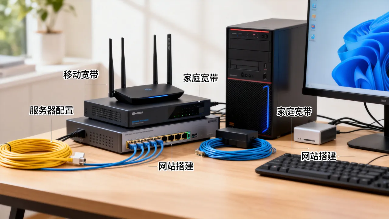 移动宽带怎么配服务器，家庭宽带搭建网站需要什么配置？