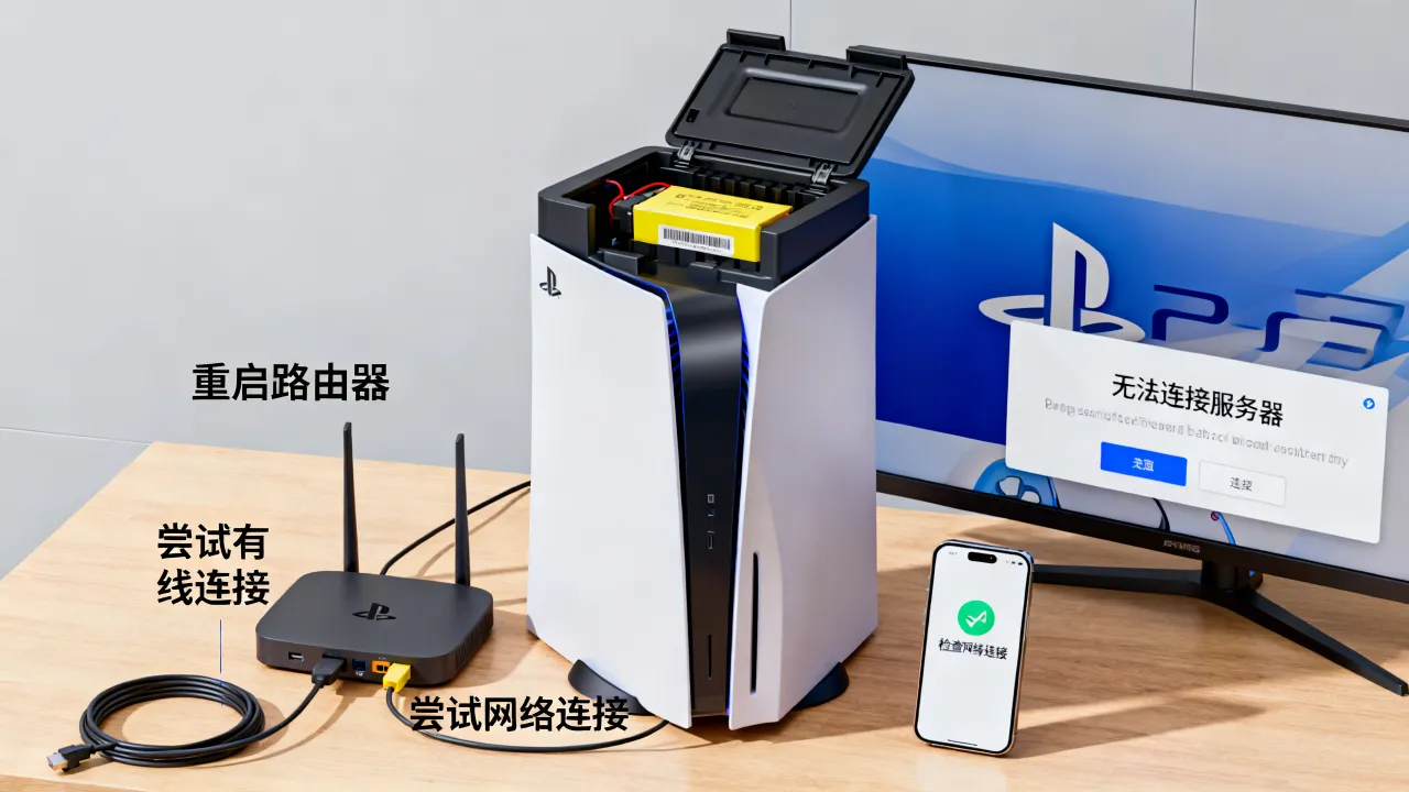ps5换电池为什么连接不了服务器,ps5换电池后连不上怎么办 ps5换电池为什么连接不了服务器,ps5换电池后连不上怎么办