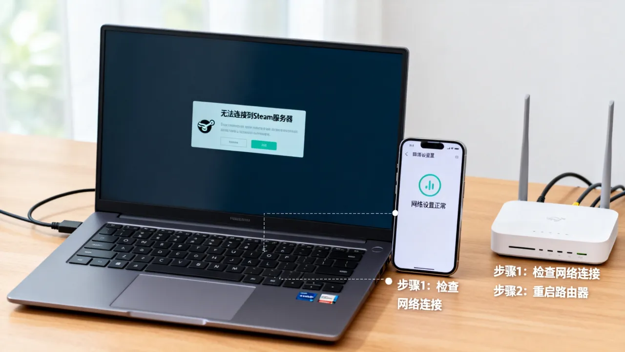 为什么steam一直显示连接不上服务器，怎么解决？