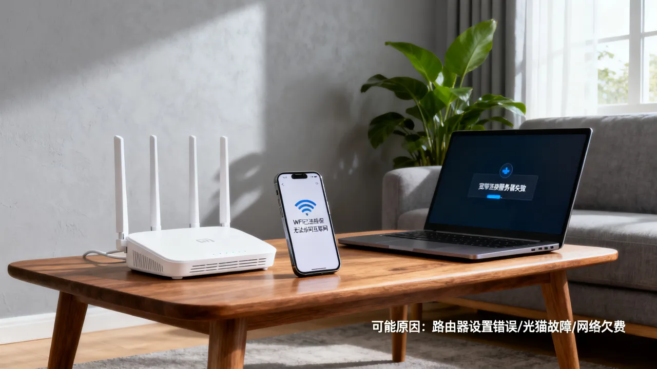 WiFi连上用不了还提示宽带连接服务器？是什么原因导致的