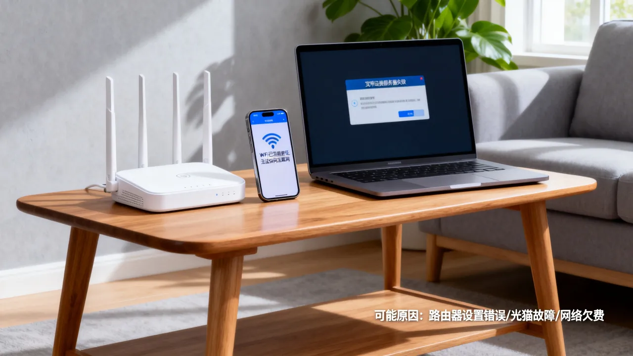 WiFi连上用不了还提示宽带连接服务器？是什么原因导致的