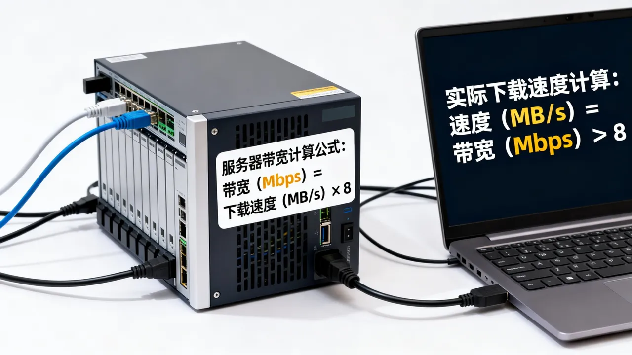 服务器网速计算公式是怎样的，怎么算服务器实际带宽和下载速度？