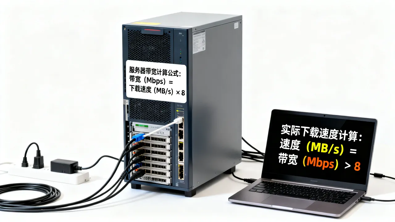 服务器网速计算公式是怎样的，怎么算服务器实际带宽和下载速度？
