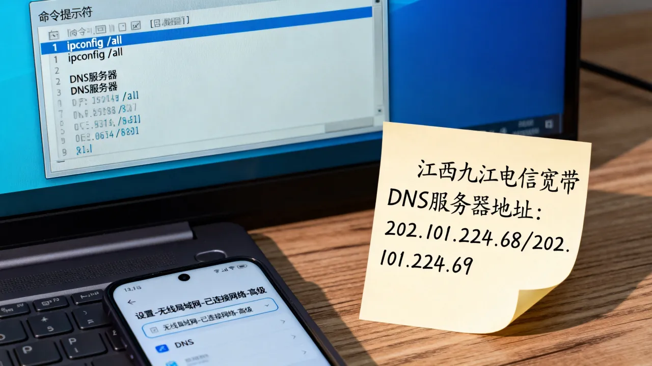江西九江电信宽带dns服务器地址是多少？怎么查