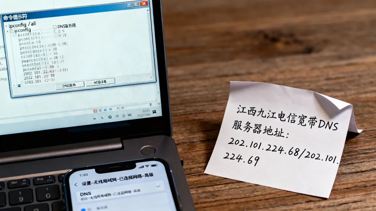 江西九江电信宽带dns服务器地址是多少？怎么查