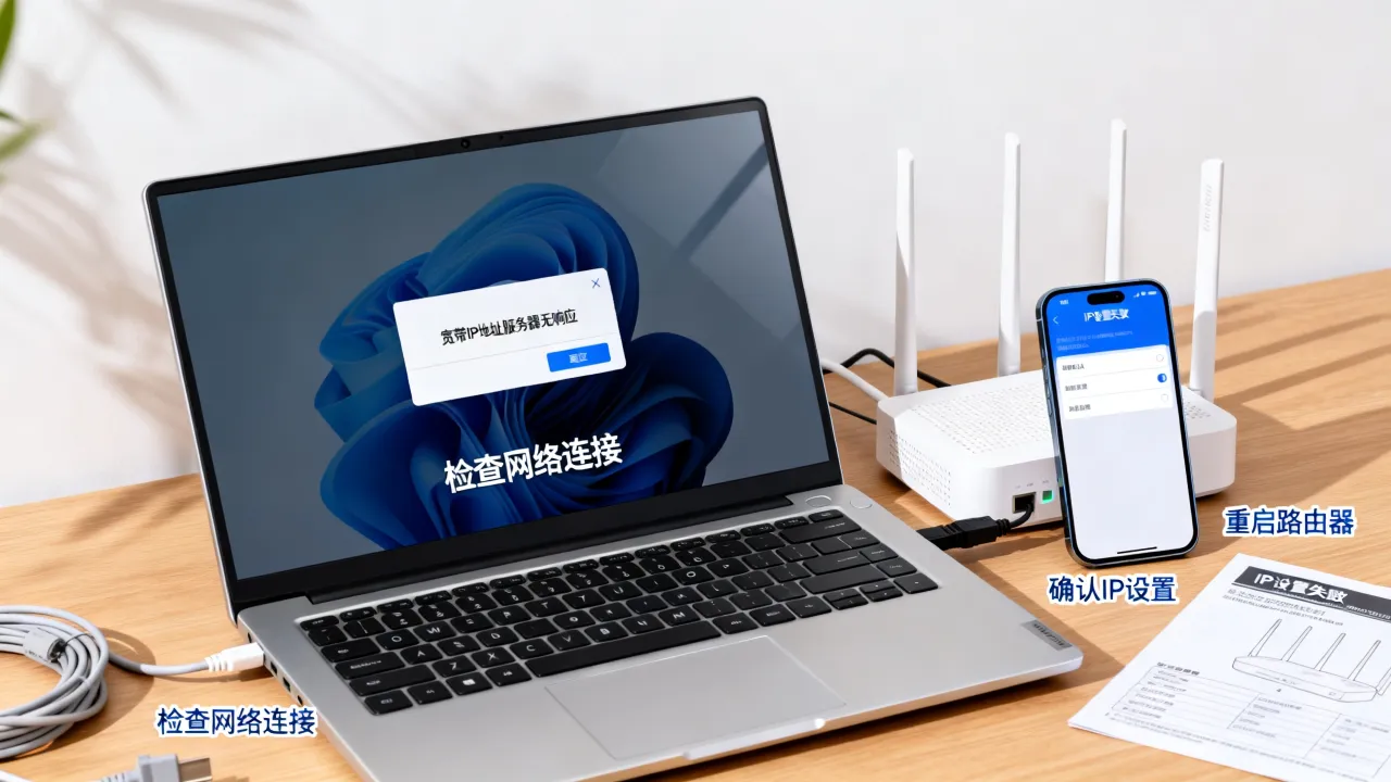 宽带IP地址服务器无响应怎么解决，设置失败怎么办？