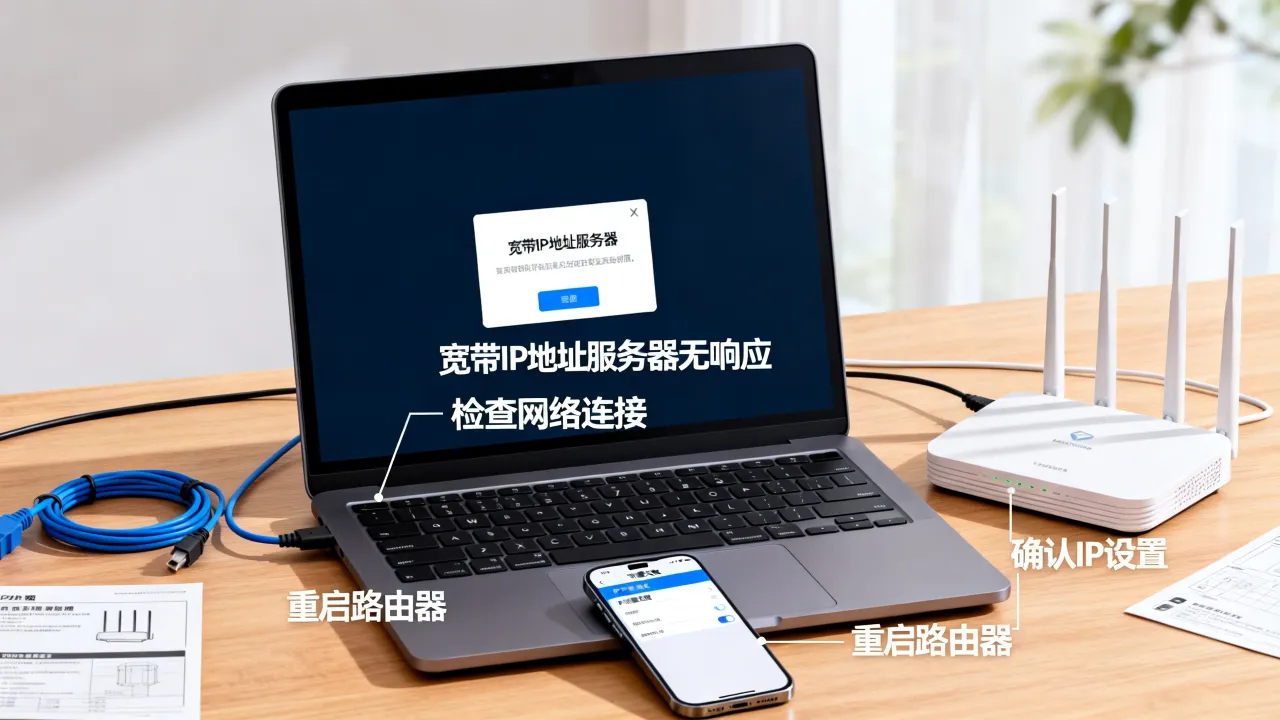 宽带IP地址服务器无响应怎么解决，设置失败怎么办？