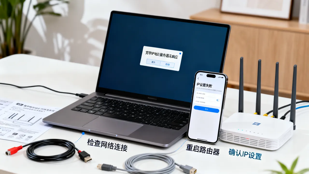 宽带IP地址服务器无响应怎么解决，设置失败怎么办？