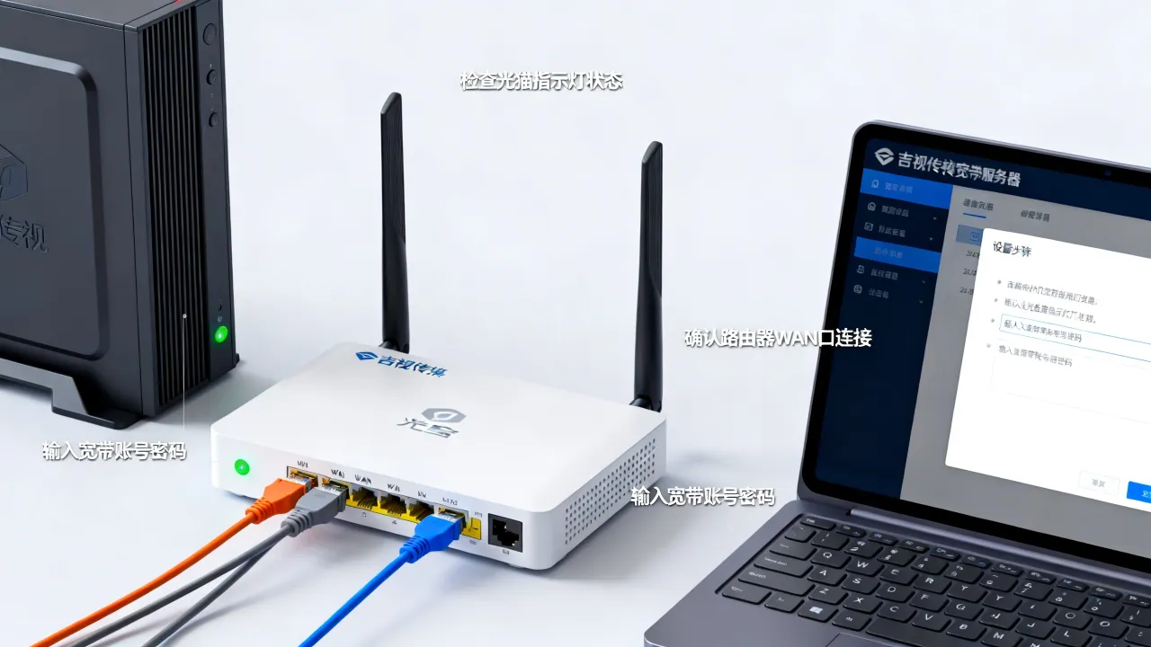 吉视传媒宽带服务器怎么设置？路由器光猫连不上解决方法