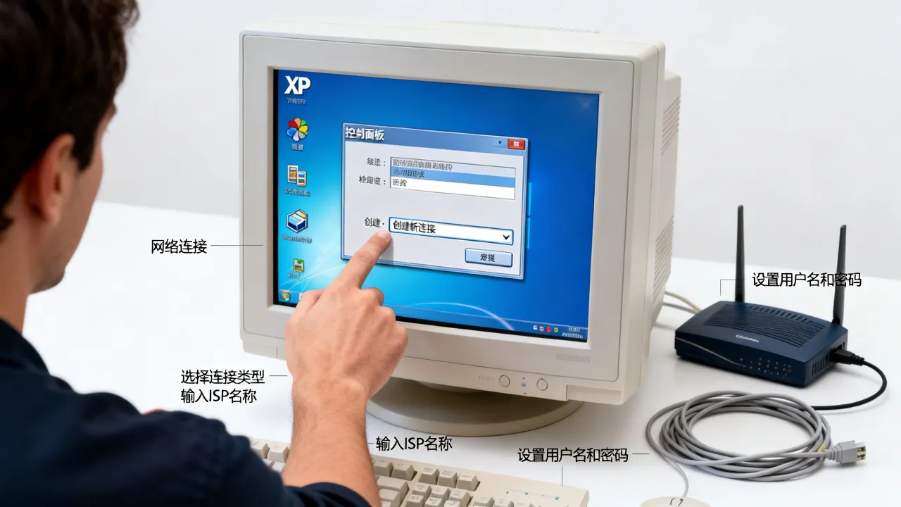 XP怎么创建宽带连接服务器，xp系统如何设置宽带连接服务器？