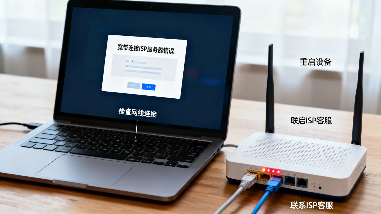 宽带连接ISP服务器错误怎么解决，宽带连接失败是什么原因？