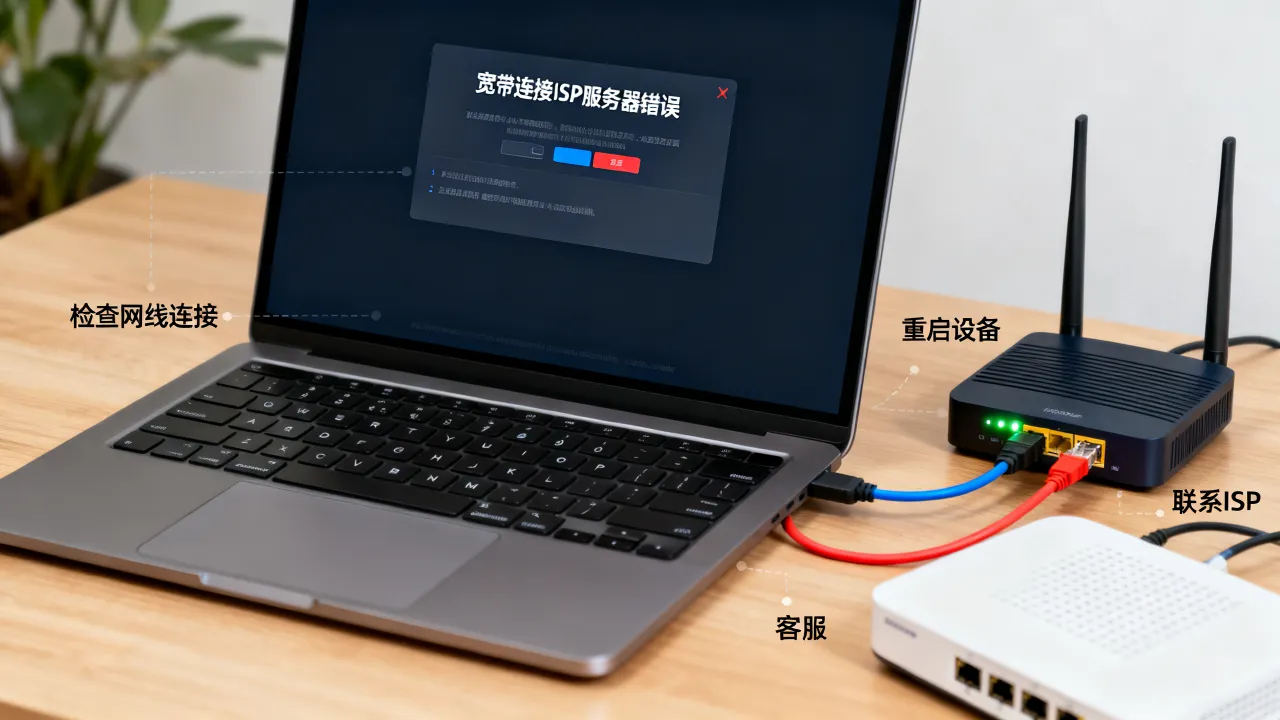 宽带连接ISP服务器错误怎么解决，宽带连接失败是什么原因？
