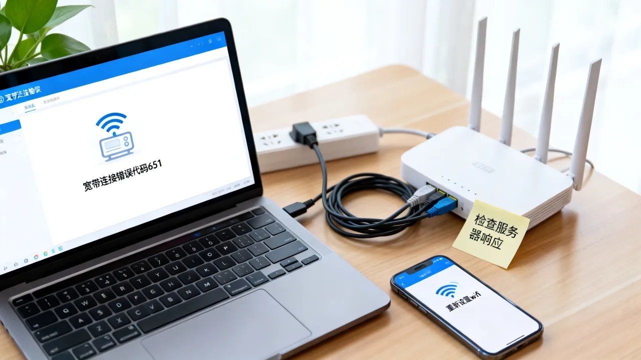 wifi设置宽带拨号上网时服务器无响应怎么办，宽带连接错误代码651怎么解决？