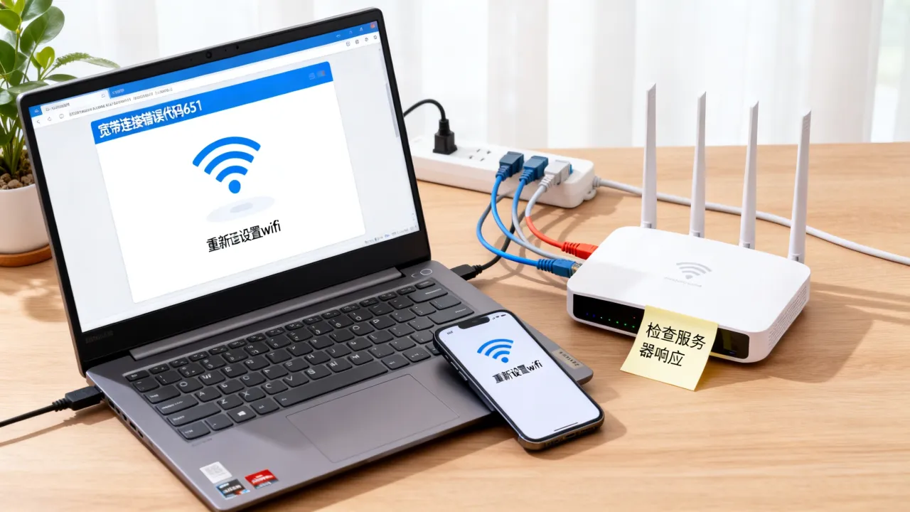 wifi设置宽带拨号上网时服务器无响应怎么办，宽带连接错误代码651怎么解决？
