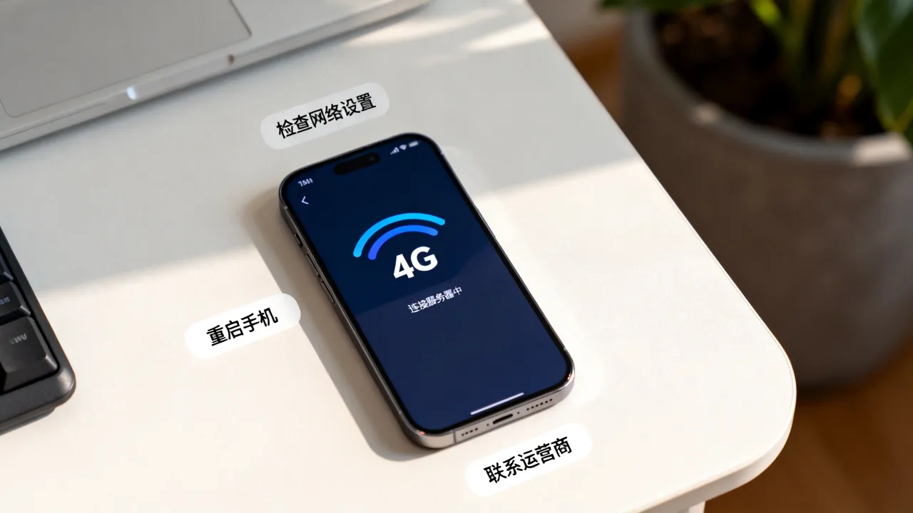 为什么手机显示是4g网络连接服务器，怎么办？