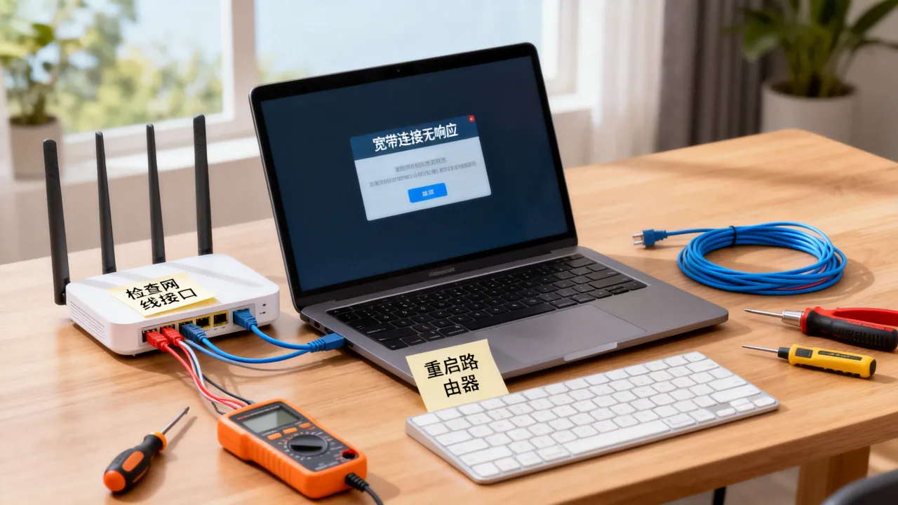 电脑宽带服务器无印象怎么修，宽带连接无响应怎么排查