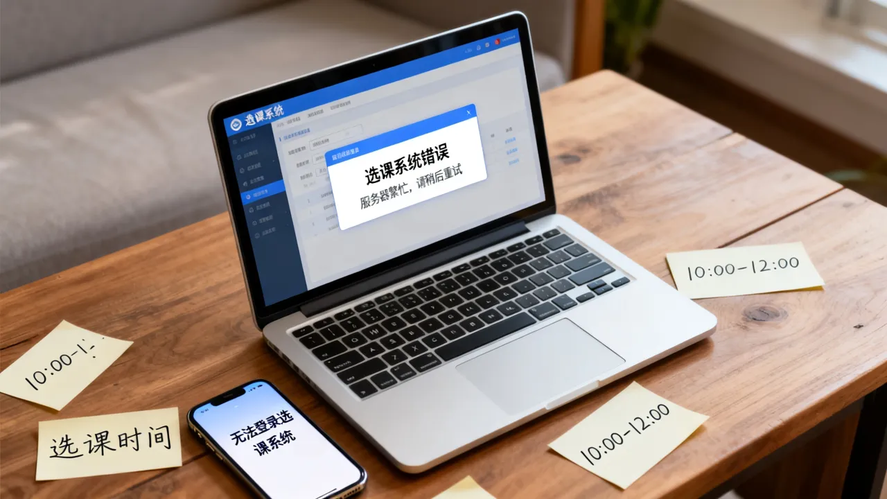 为什么选课服务器总显示错误，选课系统崩溃无法登录怎么办