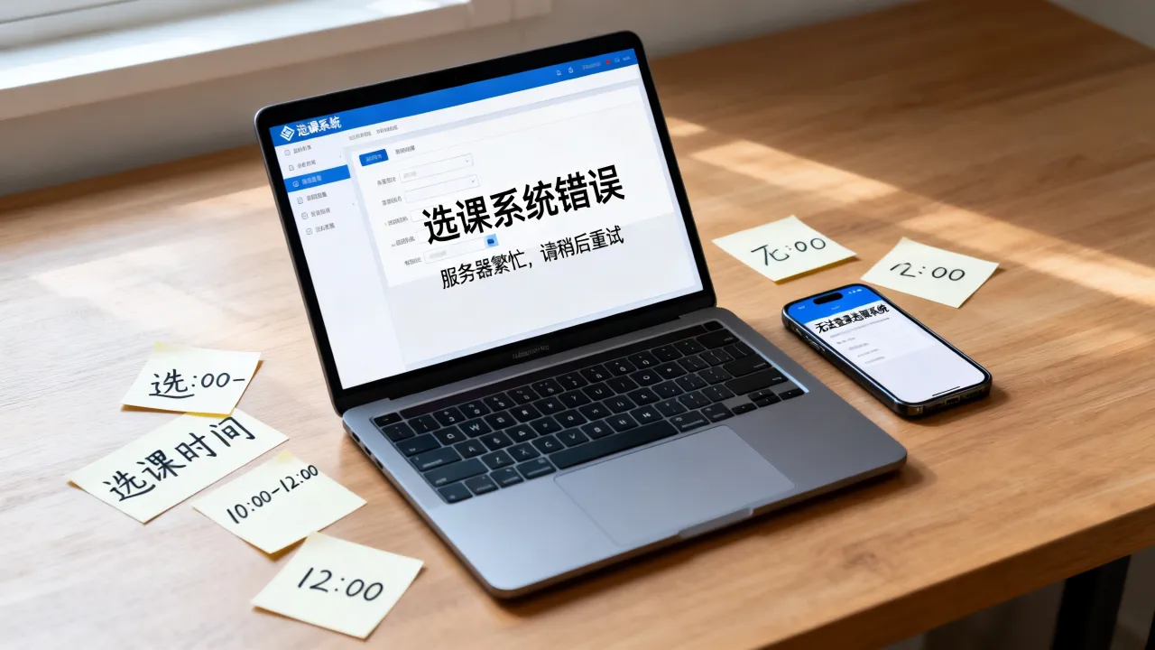 为什么选课服务器总显示错误，选课系统崩溃无法登录怎么办
