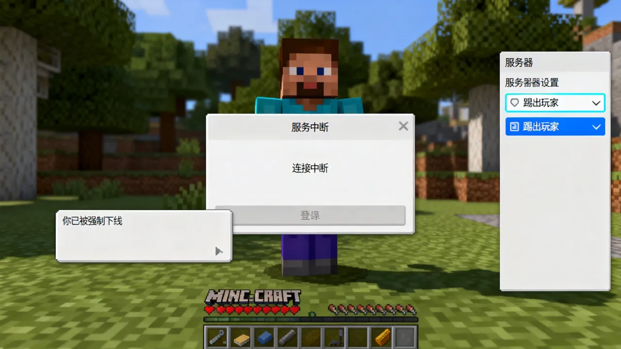 我的世界服务器为什么老是被t，总是被强制下线怎么办