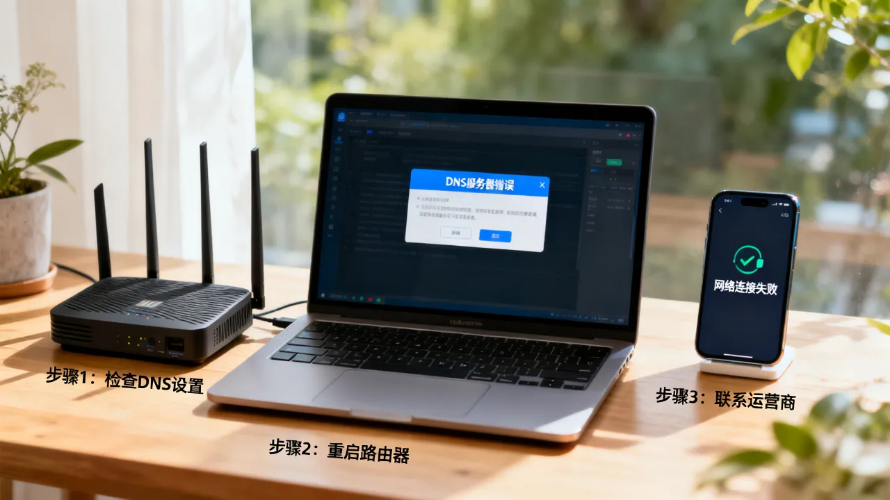 宽带显示DNS服务器错误怎么办，怎么修复网络连接
