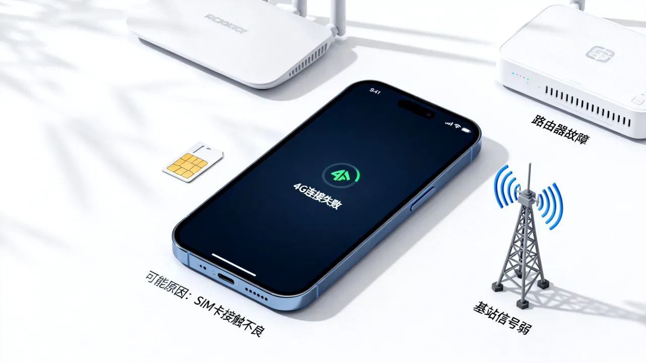 为什么手机突然开不了4G网络，连接服务器失败的原因是什么？