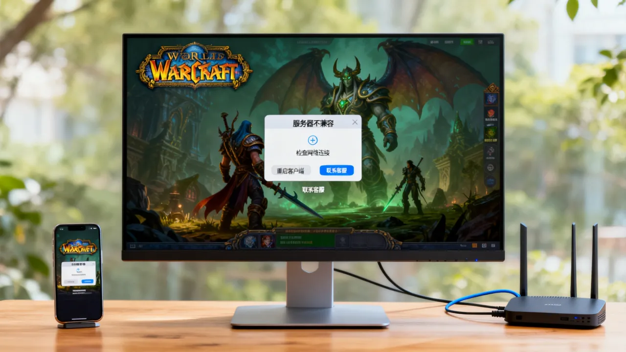 魔兽世界登陆提示服务器不兼容怎么办，wow登不上服务器怎么回事