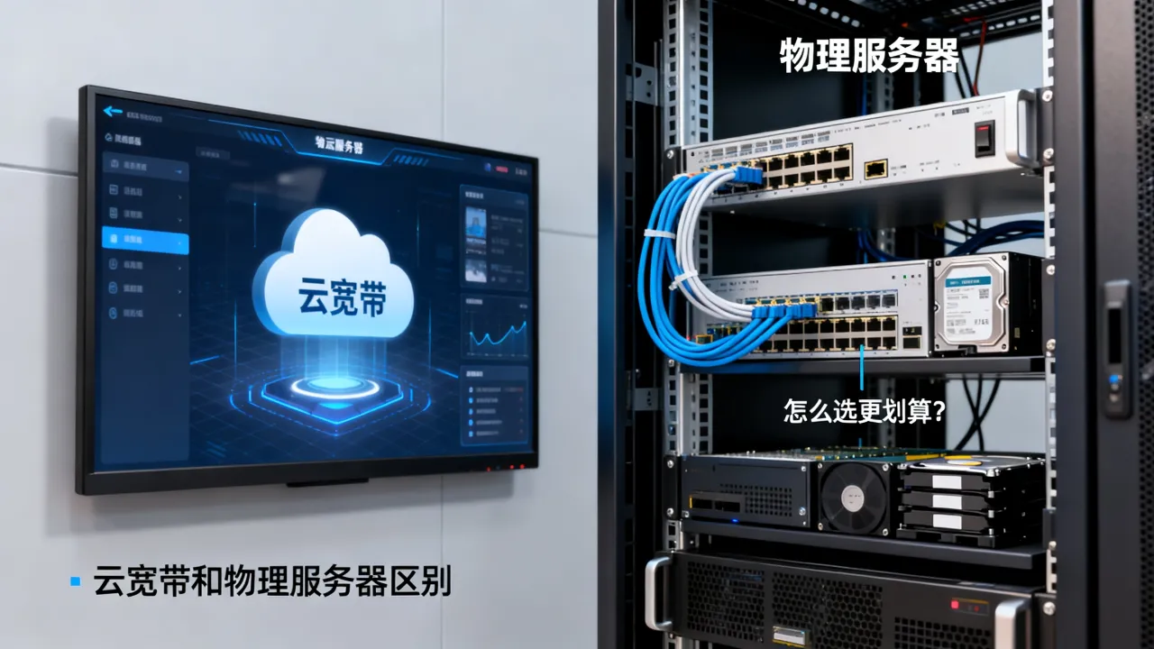 服务器云宽带哪家好？云宽带和物理服务器区别，怎么选更划算？