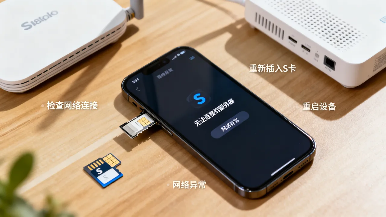 插入S卡为什么老显示无法连接到服务器，网络异常怎么解决？