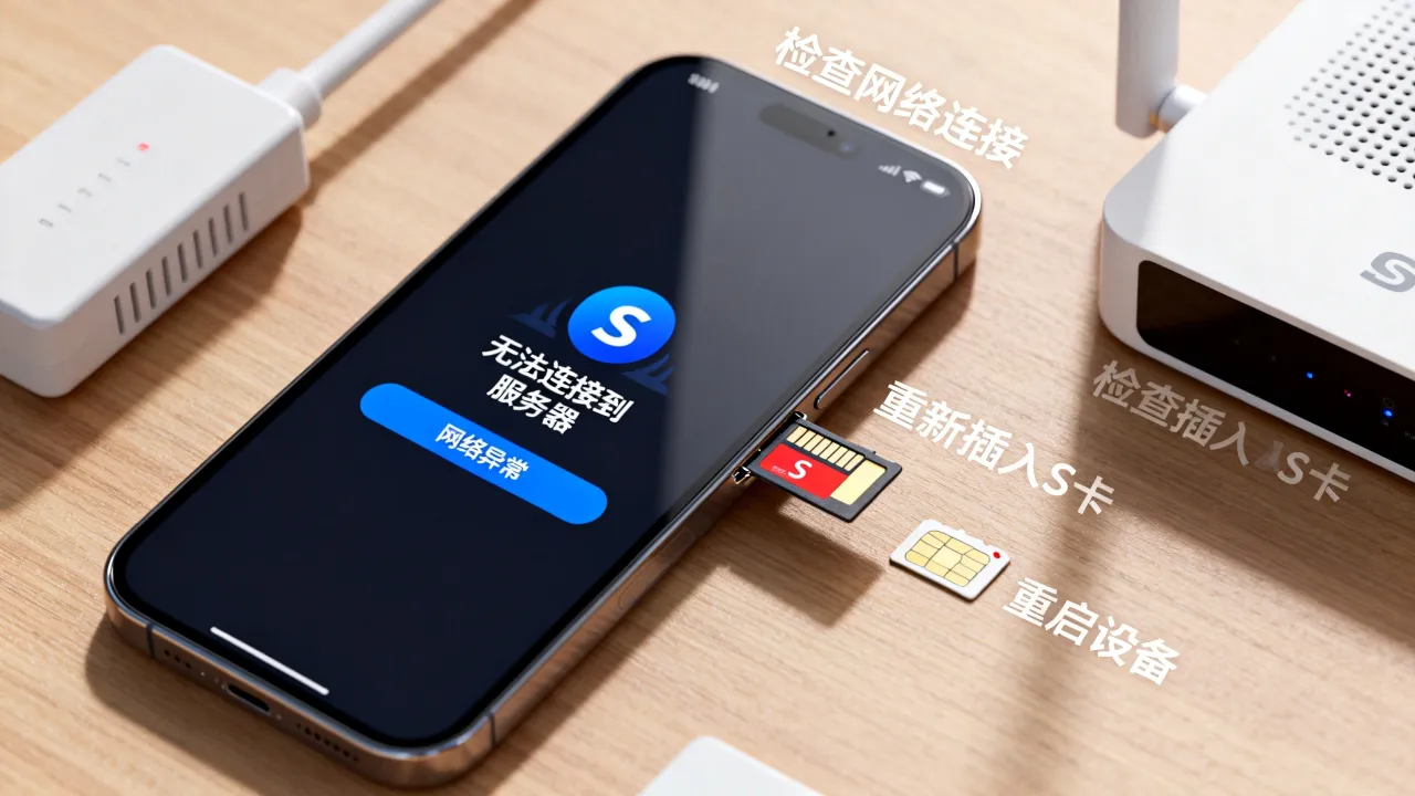 插入S卡为什么老显示无法连接到服务器，网络异常怎么解决？