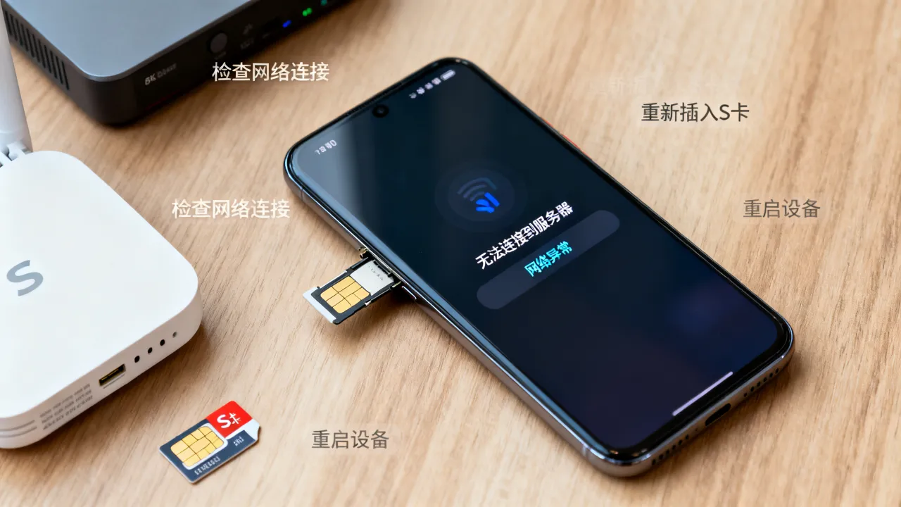 插入S卡为什么老显示无法连接到服务器，网络异常怎么解决？